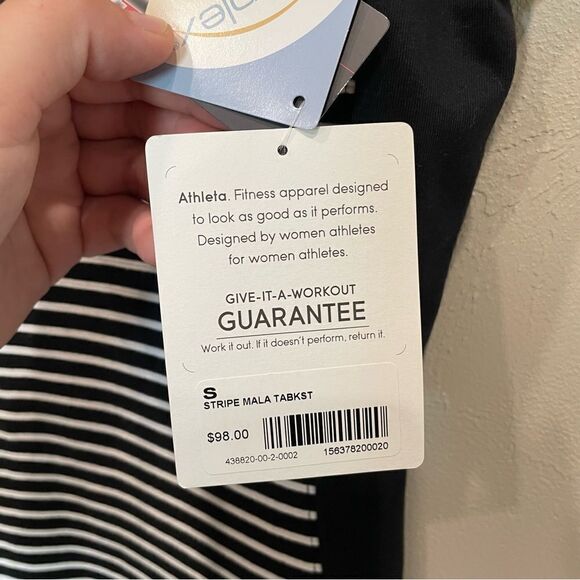 NWT Athleta Mala Black/White Striped Dress - Size: Small - Picture 7 of 8